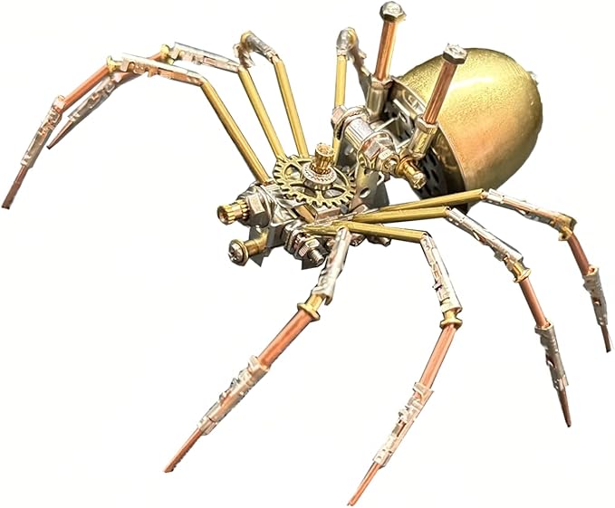 Metal Insect Bug Mechanical Steampunk Sculpture Insect Clockwork 3D Steampunk Metal Puzzle Kits for Adults (Mechanical Spider E)