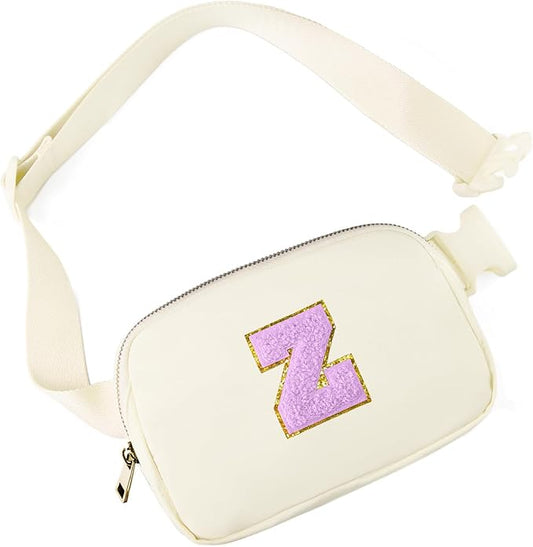 Gitus Gifts for 8 9 10 11 12 Year Old Girls Belt Bag Fanny Pack Crossbody Bags with Initial Letter Patch Cute Stuff Birthday Gifts for Teen Girls Women Personalized Trend Stuff (Ivory-Z)