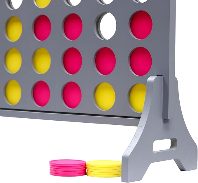 Tailgating Pros Premium Grey Giant Four in a Row with Carrying Case - Jumbo Oversized Outdoor Yard Game - Connect Multiple Pucks in a Row to Win - Many Puck Colors Available!