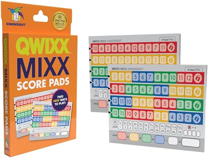 Gamewright Qwixx Mixx - Genuine Enhanced Game Play Add-On Replacement Scorecards for Qwixx - A Fast Family Dice Game, 8 + years