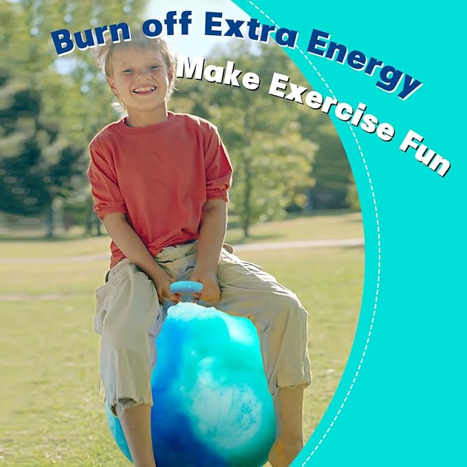 EVERICH TOY Hopper Ball, Clouds Hopping Toys for Kids, 20 Inch Bouncy Ball with Handle, Inflatable Bouncing Hoppity Hop Toys for Boys and Girls Gifts