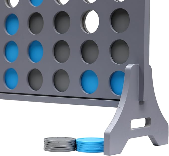 Tailgating Pros Premium Grey Giant Four in a Row with Carrying Case - Jumbo Oversized Outdoor Yard Game - Connect Multiple Pucks in a Row to Win - Many Puck Colors Available!