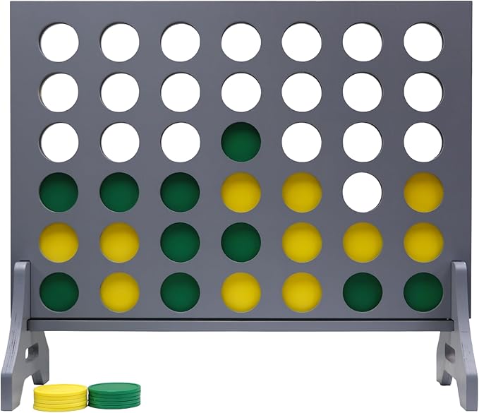 Tailgating Pros Premium Grey Giant Four in a Row with Carrying Case - Jumbo Oversized Outdoor Yard Game - Connect Multiple Pucks in a Row to Win - Many Puck Colors Available!