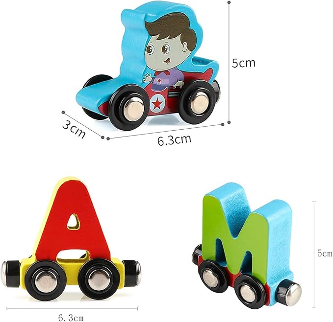 Wondertoys 27 PCS Wooden Alphabet Train Toy Wooden Magnetic Alphabet ABC Train Set