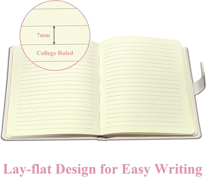 Feather Journal for Girls - Gift for Teens, Kids - Diary with Pen & Magnetic Closure, 192 Pages for Writing, 5.3"x7.5" Hardcover Lined Notebook