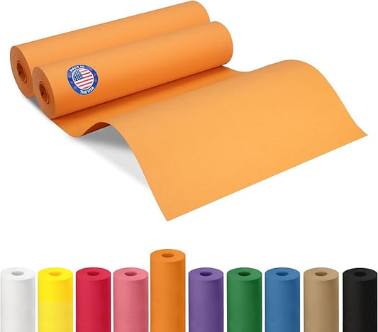 12" x 1200" (100 ft) Orange Kraft Paper Roll, Pack of 2 - USA-Made Quality Craft Paper for Gift Wrapping, Kids' Arts & Crafts, School Projects - 100% Recycled, 50 lb Natural Material by IDL Packaging