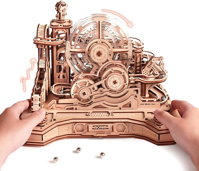 ROKR 3D Wooden Puzzle for Adults, Wooden Marble Run Set, Model Building Kits, Christmas Birthday Gifts for Teens and Adults, DIY Gear Ball Challenge