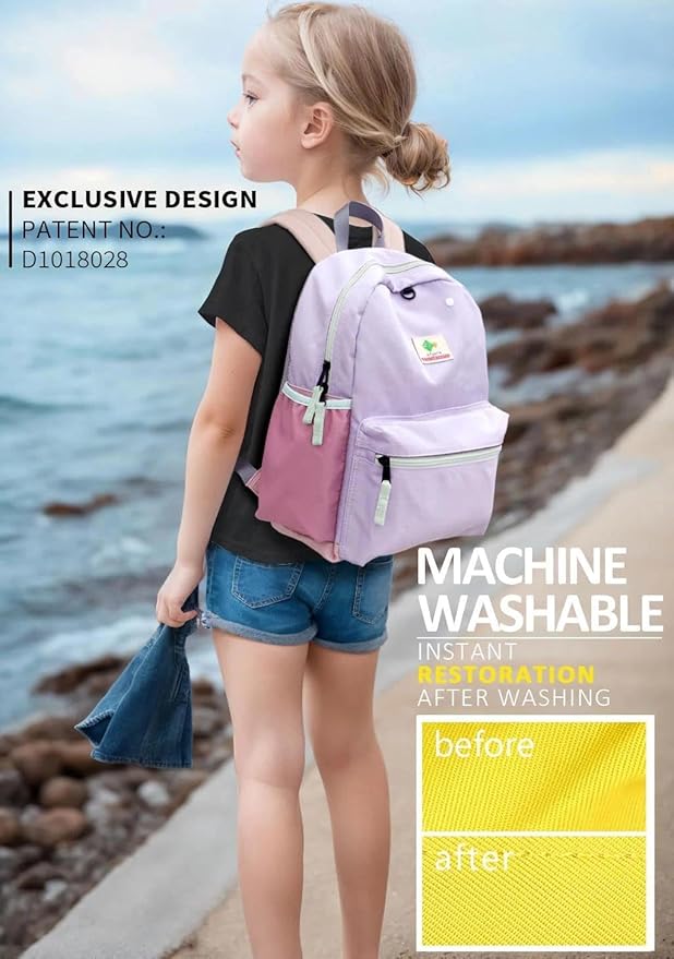 Kids Backpacks, Unisex, Purple, 15" H, 1L, Modern, Animal Theme, 6-9 Years, Elementary School, Travel, 1.9" W x 0.78" D