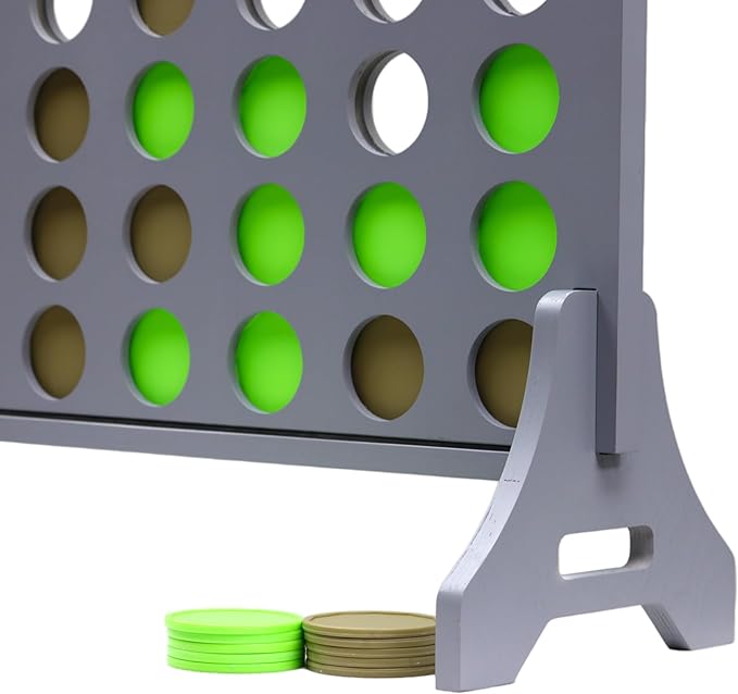 Tailgating Pros Premium Grey Giant Four in a Row with Carrying Case - Jumbo Oversized Outdoor Yard Game - Connect Multiple Pucks in a Row to Win - Many Puck Colors Available!