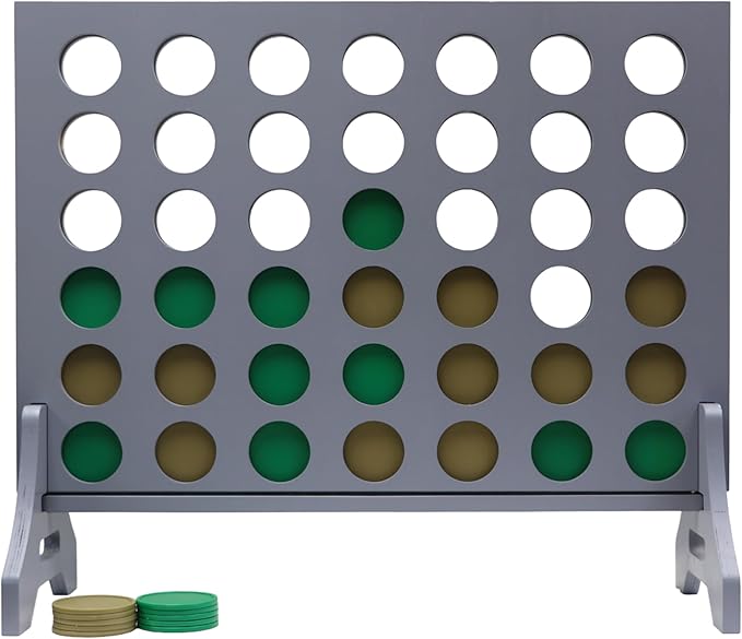 Tailgating Pros Premium Grey Giant Four in a Row with Carrying Case - Jumbo Oversized Outdoor Yard Game - Connect Multiple Pucks in a Row to Win - Many Puck Colors Available!