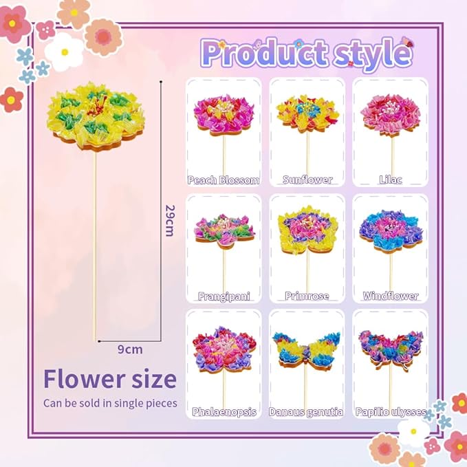 RAJRNED Poke-in Fun Flower Bouquet with Vase, Arts and Crafts for Girls, DIY Craft Kits, Creative Activity, Gifts for Girls & Boys Ages 4-12