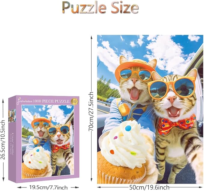 1000 Pieces Jigsaw Puzzles for Adults and Teens and Kids Family Happy Time Cats' Selfie