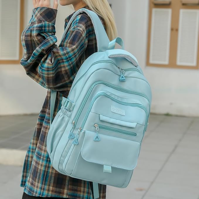 School Cute Aesthetic Backpack Girls Basckpack for Students Kids Teen Girls Large Capacity Bookbags College Backpacks Laptop Lightweight Bookbag Casual Travel Daypacks School Bag(Blue)