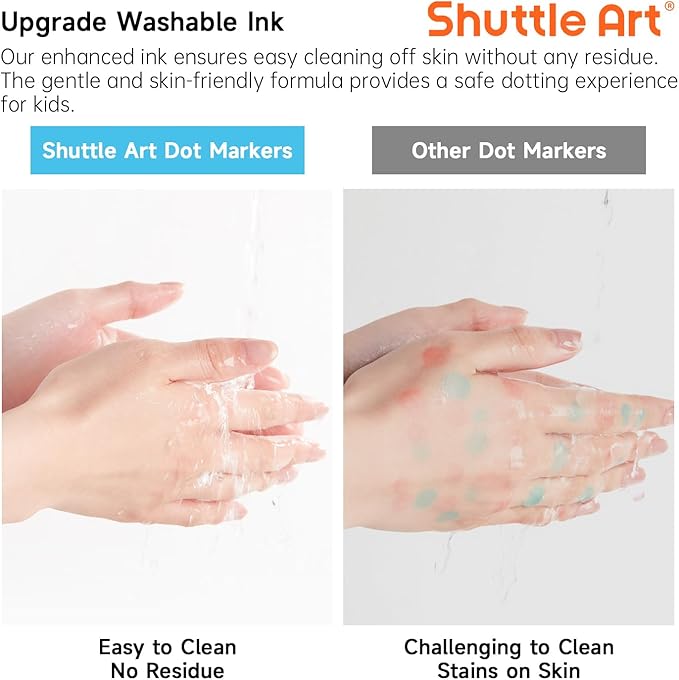 Shuttle Art Dot Markers, 40 Colors Washable for Toddlers with Free Activity Book, Bingo Daubers Supplies for Kids Preschool Children, Non Toxic Water-Based Dot Art Markers