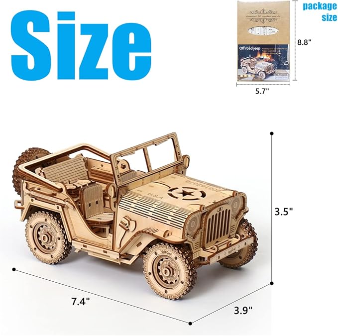 3D Wooden Puzzle - Wood Crafts Mechanical Off-Road Vehicle Building Model Kits - Wooden STEM DIY Brain Teaser Puzzle - Off-Road Vehicle Birthday Gifts for Adults and Teens Boys Girls