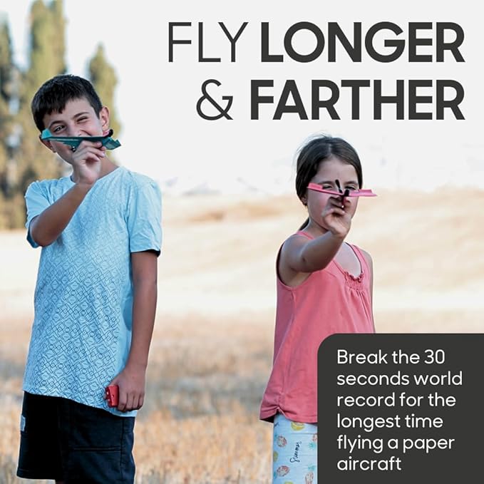 POWERUP 2.0 Paper Airplane Conversion Kit (2 Pack – Red & Blue) – Electric Motor Engine for Paper Planes | Fly Over 30 Seconds | STEM Toy for Kids & Adults, Durable Carbon Fiber Propeller