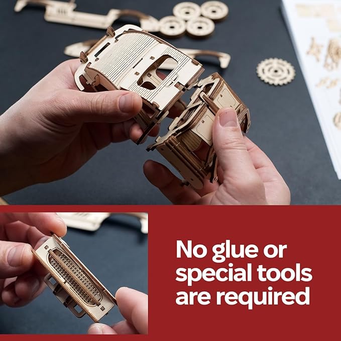 UGEARS Winged Sports Coupe Model Car Kit - 3D Wooden Puzzle for Adults – Model Kit for Adults to Build - DIY Wooden Car with Authentic Gull-Wing Design
