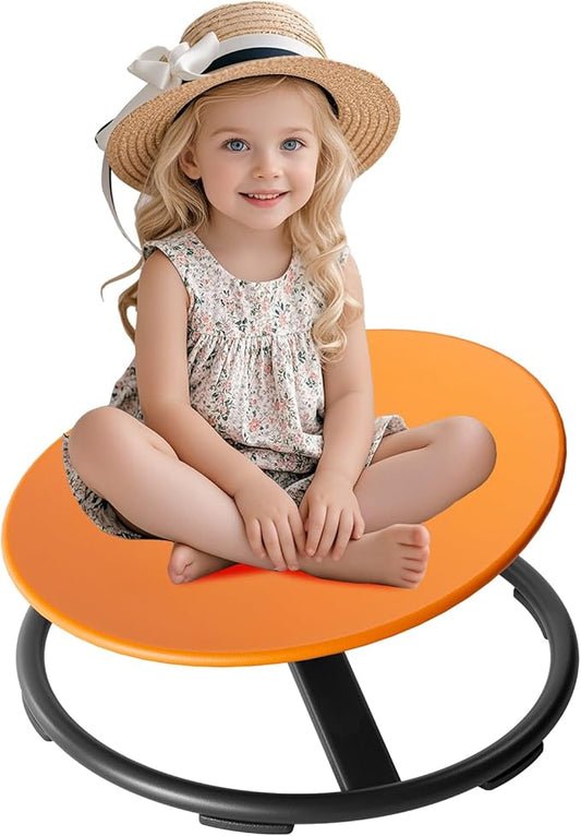 Spinning Chair for Kids, Sensory Integration Training Swivel Chair for Children with Autism & ADHD,for Balance & Body Coordination Training, Orange Round