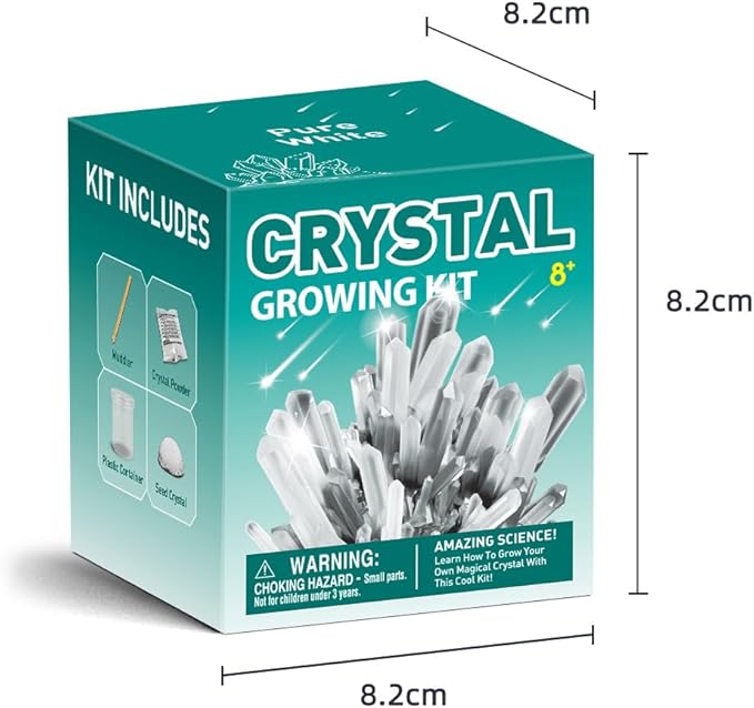 Crystal Growing Kit for Kids, White DIY Crystal Science Experiment Set, Grow Your Own Crystals, STEM Educational Chemistry Kit for Boys & Girls Ages 6-12, Fun Science Lab Gift for Kids