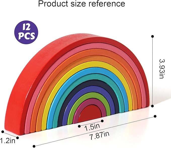 Montessori Rainbow Arch Building Blocks โ 12-Piece Creative Stacking Toy for Kids, Multifunctional Educational Playset for Fine Motor Skills, STEM Learning Toy