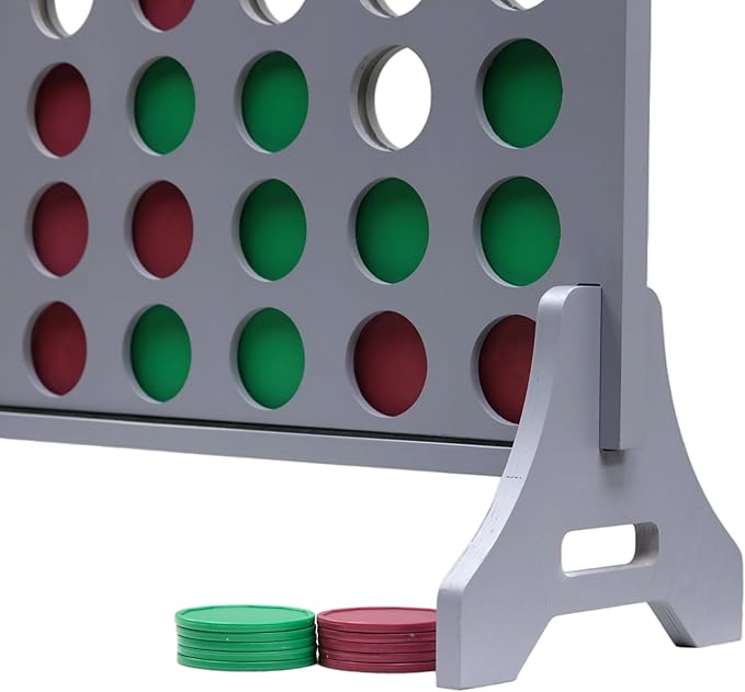 Tailgating Pros Premium Grey Giant Four in a Row with Carrying Case - Jumbo Oversized Outdoor Yard Game - Connect Multiple Pucks in a Row to Win - Many Puck Colors Available!