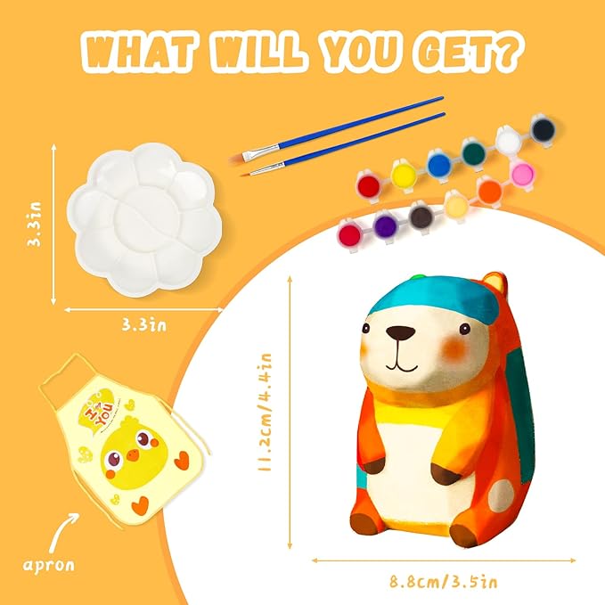 Paint Your Own Capybara Lamp Kit, Art Supplies Arts and Crafts for Kids Ages 8-12, DIY 3D Capybara Night-Light, Creativity Painting Kit Toy for Girl Boy Birthday Gift Ages 3 4 5 6 7 8 9 10 11 12+