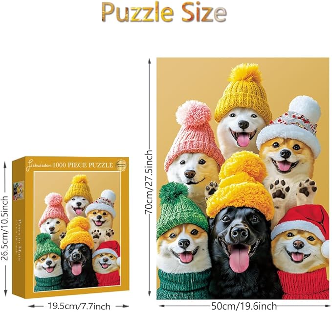 1000 Pieces Jigsaw Puzzles for Adults and Teens and Kids Family Happy Time Paws in Hats