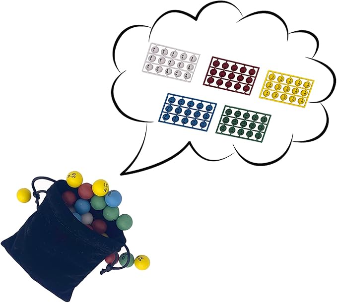 Deluxe Bingo Game Set-Includes Bingo Cage,600 Colorful Bingo Chips with a Bag,100 Mixed Bingo Cards,75 Calling Balls with a Bag,Plastic Master Board-Ideal for Large Groups, Parties