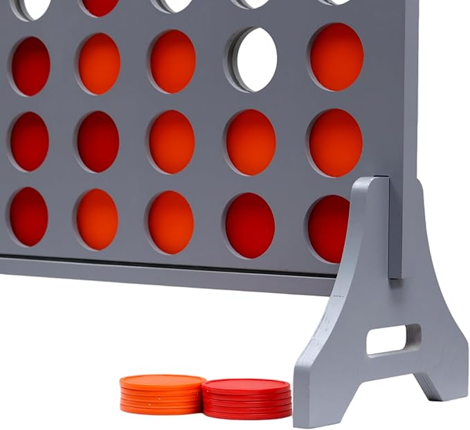Tailgating Pros Premium Grey Giant Four in a Row with Carrying Case - Jumbo Oversized Outdoor Yard Game - Connect Multiple Pucks in a Row to Win - Many Puck Colors Available!