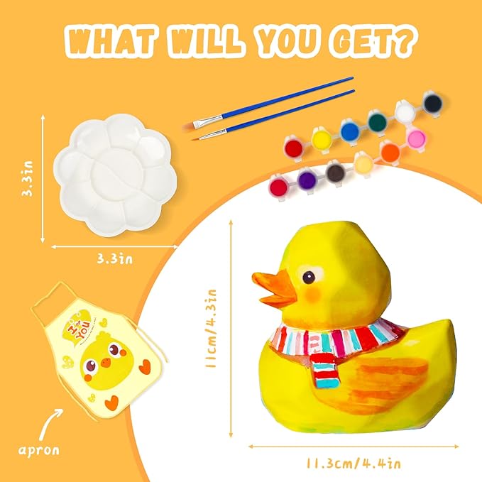 Loungelore Paint Your Own Duck Lamp Kit, Art Supplies Arts and Crafts for Kids Ages 8-12, DIY 3D Duckling Night-Light, Creativity Painting Kit Toy for Girl Boy Teen, Birthday Gift for Daughter Son