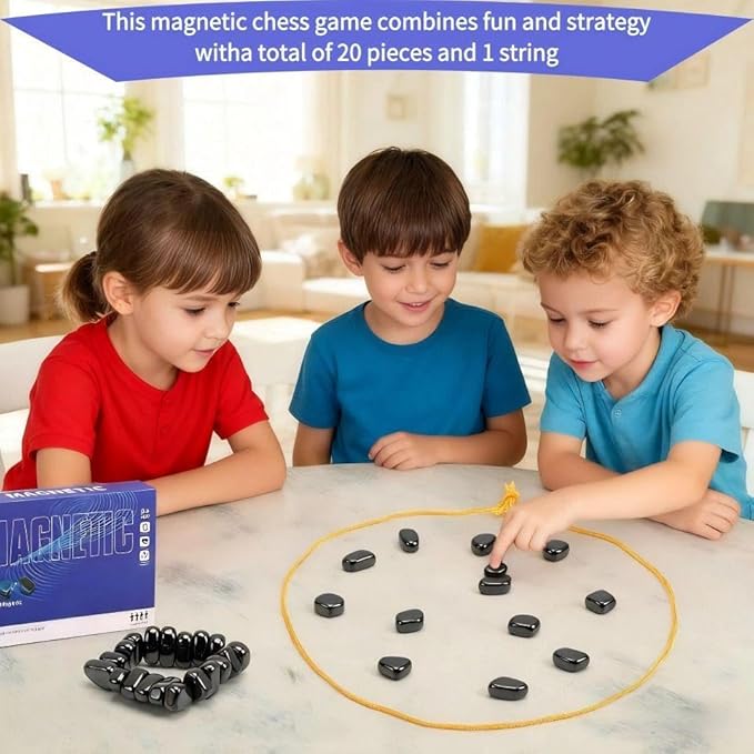 Bighero Magnetic Chess Game, Tabletop Magnetic Strategy Game,Multiplayer Battle Magnet Board Games,2025 Family Games for Kids and Adults, Portable Magnetic Chess Set with 20 Stones W