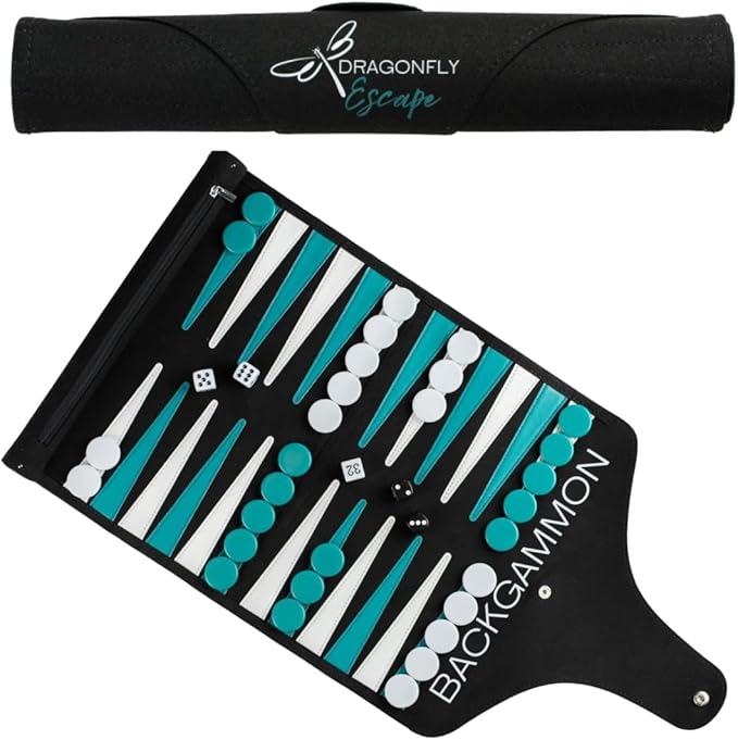 Travel Backgammon Game | Lightweight Roll-up Backgammon Set | Travel Backgammon Sets for Adults | Portable Travel-Size Strategy Board Game for Camping, Backpacking or Beach