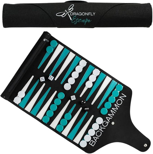 Travel Backgammon Game | Lightweight Roll-up Backgammon Set | Travel Backgammon Sets for Adults | Portable Travel-Size Strategy Board Game for Camping, Backpacking or Beach