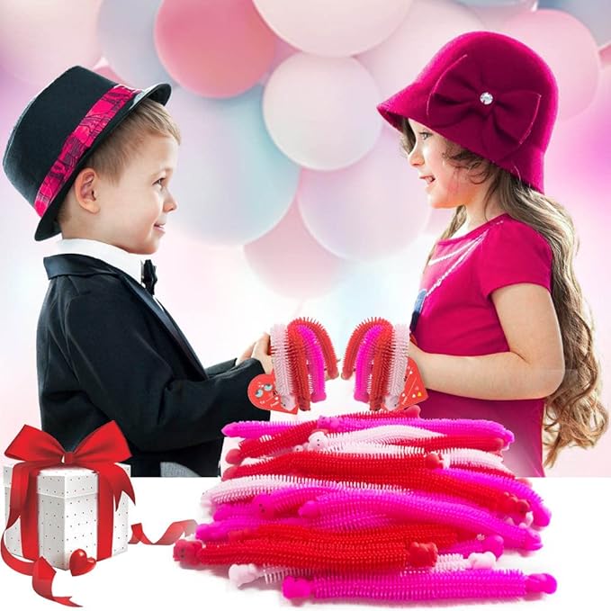 36 Pack Valentines Gifts Stretchy Strings Sensory Fidget Toys Pack Autism Toys Great for Kids Treat Bags Gifts Stress Relief Party Favors Valentines Gifts (Valentine's)