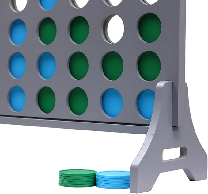 Tailgating Pros Premium Grey Giant Four in a Row with Carrying Case - Jumbo Oversized Outdoor Yard Game - Connect Multiple Pucks in a Row to Win - Many Puck Colors Available!