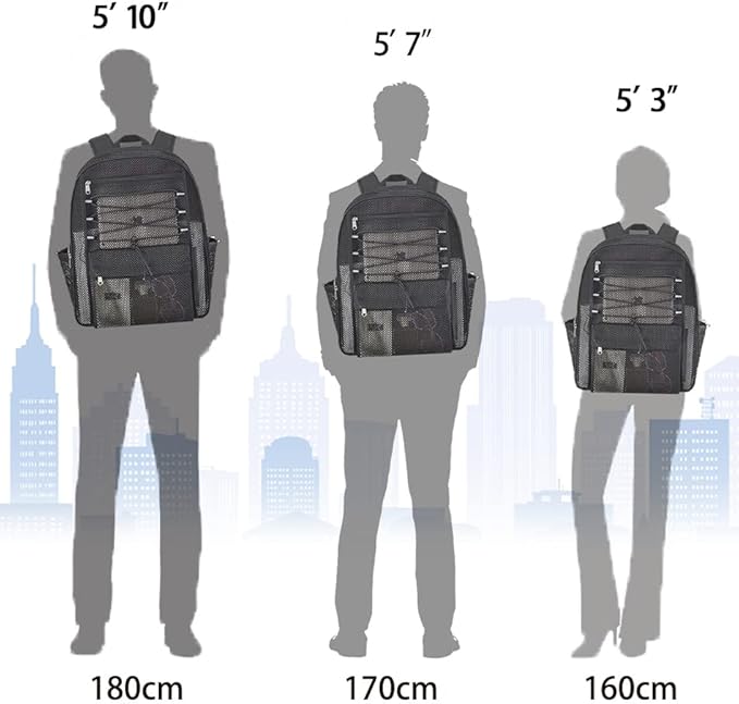 Mesh Backpack Heavy Duty for School, 24L Large Mesh Bookbag for Adults, Black School Bag with Comfort Padded Straps for Work Swimming Beach Fitness Sport