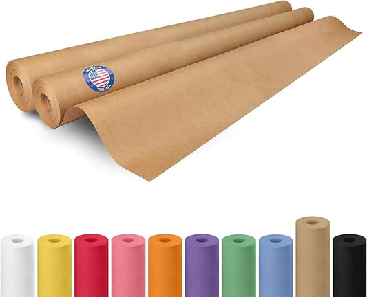 Brown Paper Roll 48" x 1800" (150 feet), Pack of 2 - USA-Made Brown Packing Paper 50lb Thickness for Moving, Shipping, Crafts/Arts - 100% Recycled Natural Wrapping Material by IDL Packaging