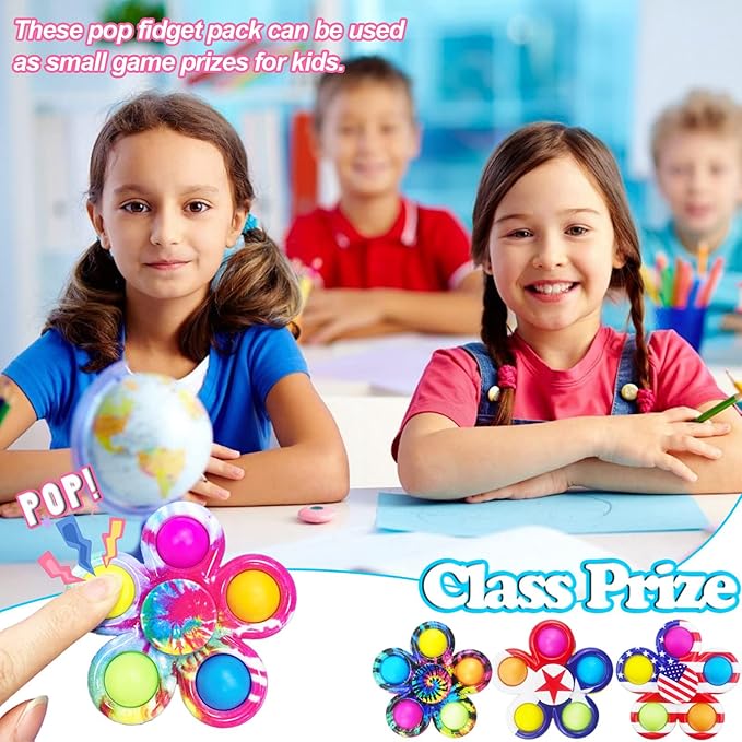 30 Fidget Spinners Toys, Party Favors Gifts for Kid,Pop Fidget Spinner Pack Bulk, Little Sensory Fidget Toys Pack, Classroom Prizes for Girls Boys Students