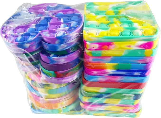 10pcs Random Silicone Tie-dye Push pop Bubble Fidget Toy, Autism Special Needs Stress Reliever, Squeeze Sensory Tools to Relieve Emotional Stress for Kids Adults,Party Toys