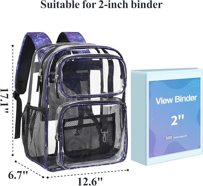 PACKISM Clear Backpack for School - 17 inch Large Heavy Duty Clear Bookbag, See Through PVC Backpacks (for age 12 above)