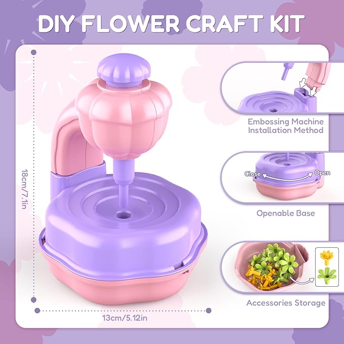 TENYEAH Fabric Flower Bouquets Craft Kit, DIY Arts and Crafts Toys for Girls Ages 3-10, Flowers Market Toy, Creative Educational Activity Toys Birthday Christmas Gifts for Toddler Girls