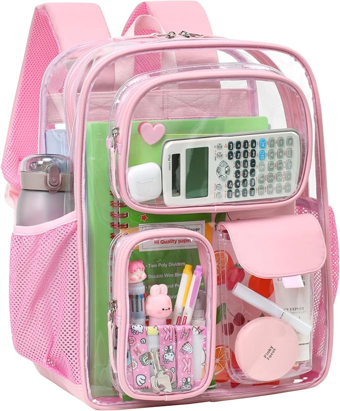 PACKISM Clear Backpack for School - 17 inch Large Heavy Duty Clear Bookbag, See Through PVC Backpacks (for age 12 above)