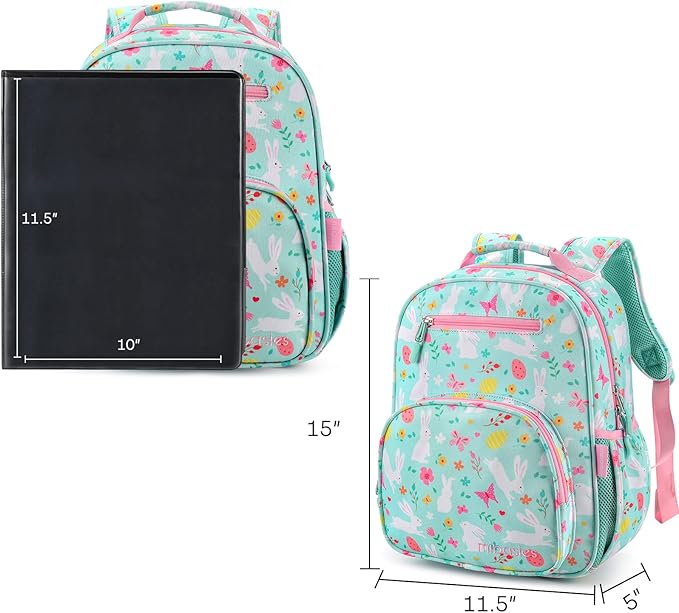 mibasies Girls Backpack 5-8: Lightweight Kids Backpacks for Girls - Girl Bookbag for Elementary School - Rabbit