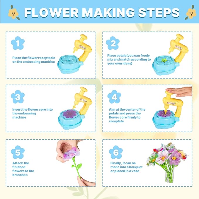 Mruikeny Fabric Flower Bouquets Toys, Handmade Arts and Crafts Toys for Kids Ages 3 4 5 6 7 8, DIY Flower Make Toy for Girls Craft Kit STEM Educational Toy for Kids Toddler Birthday Gifts