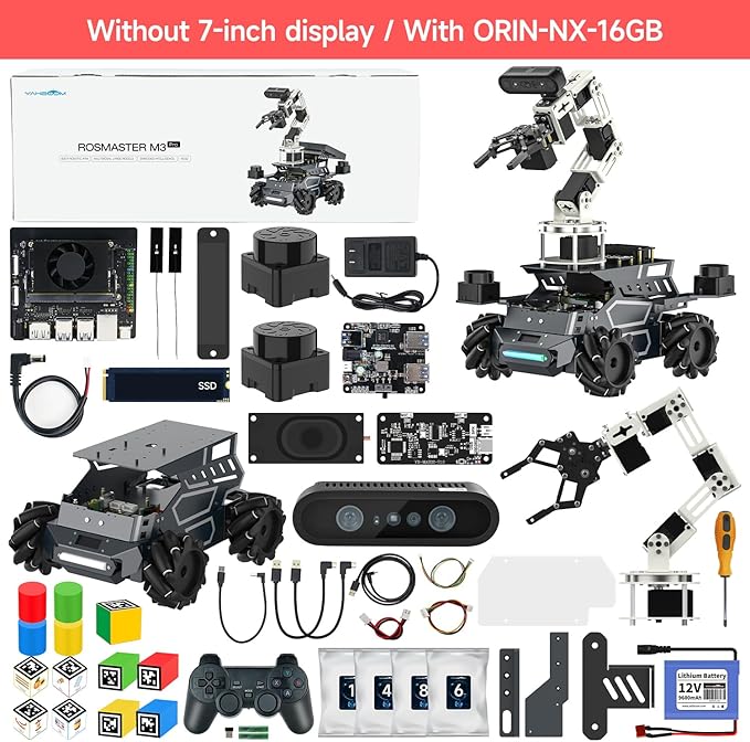 Yahboom ROS2 Robot Kit with Jetson Orin NX 16GB Super Large AI Model with 6DOF Robotic Arm AI Voice Interaction Module Supports 3D AI Vision App Control