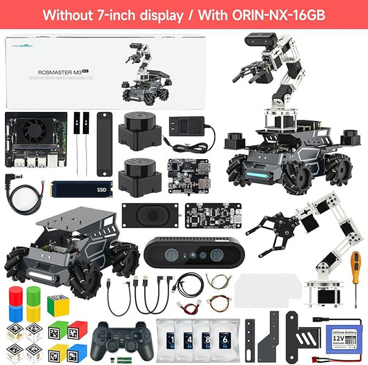 Yahboom ROS2 Robot Kit with Jetson Orin NX 16GB Super Large AI Model with 6DOF Robotic Arm AI Voice Interaction Module Supports 3D AI Vision App Control