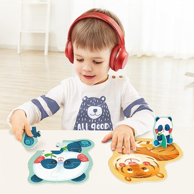 Toi 6 Packs Large Piece Toddler Jigsaw Puzzles for Kids Aged 3+, Animal Shaped Floor Puzzles for Beginner, Preschool Learning Game for Boys Girls, Animal Paradise