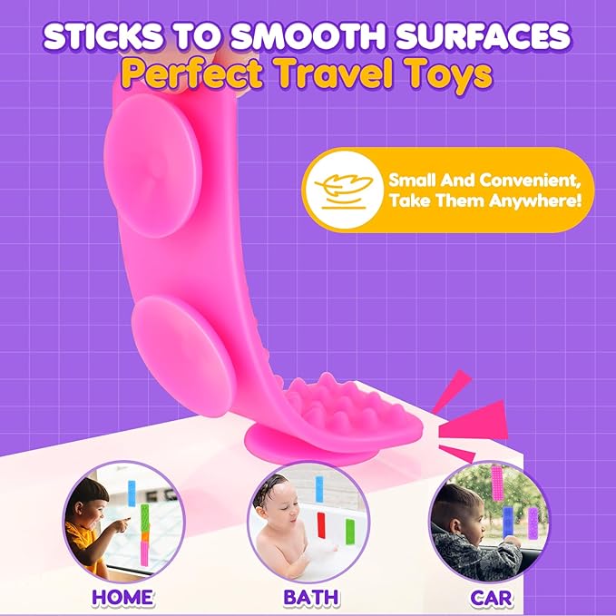 Sensory Fidget Toys Kids Adults: 8 Pack Textured Suction Toys for Autism Kids Calming - Sensory Stickers for Anxiety Relief Items - Fidget Strips for Classroom Desk - Travel Toys Road Trip Essential