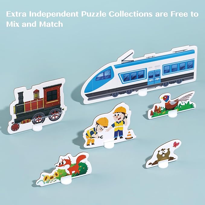 TOI Gaint Floor Puzzle for Kids Ages 3 and Up, 2x3 Feet Railway Floor Puzzles for Toddlers 3-5, Extra Large Preschool Learning Jigsaw Puzzles for Boys and Girls