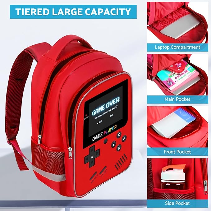 School Backpack For Boys - Gamer Boys Backpack For Kids Children Teens Elementary Middle School - Ages 6-18,17″